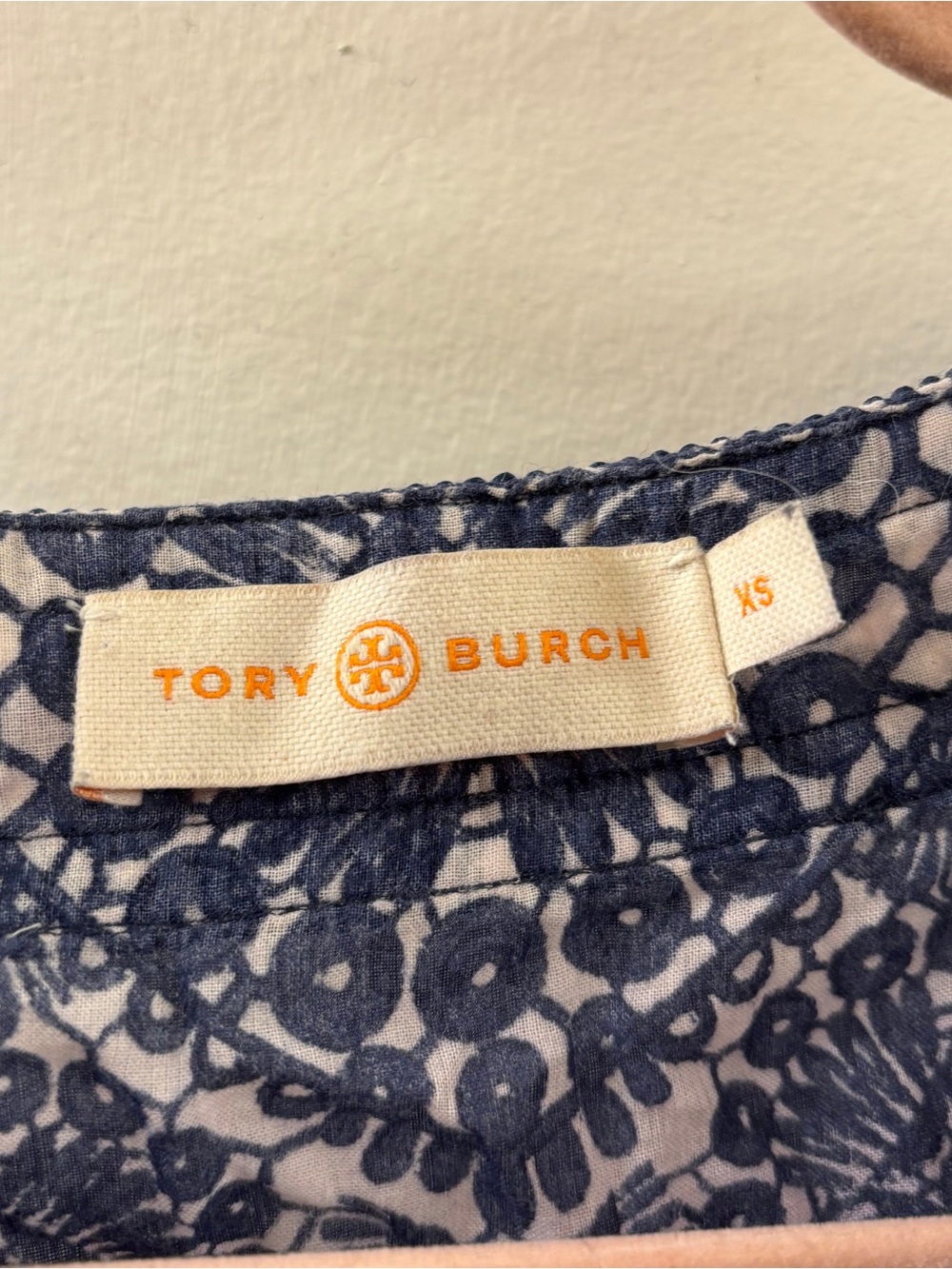 Tory Burch Caftan Tunic Cover Up XS Tory Navy Cotton Tassel Beach Dress - Picture 5 of 6